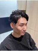 ツーブロック×フェザーパーマ