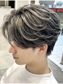 札幌ニュアンスパーマバレイヤージュセンターパートハイライト