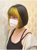 10代20代フェイスフレーミングイエローカラーボブスタイル