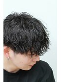 波巻きマッシュ／ダークアッシュ／ニュアンスパーマ