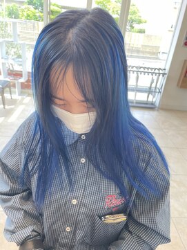 アース オーセンティック アクロスプラザ 与次郎店(EARTH Authentic) アンブレラカラー風ブルーアッシュカラー!