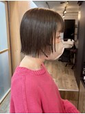 ミニボブ/顔まわりレイヤー/ぱつっと/オリーブグレー/立川