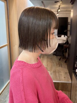 シュガー バイ エクラート 立川南口店(SUGAR by ECLART) ミニボブ/顔まわりレイヤー/ぱつっと/オリーブグレー/立川