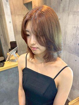 ヘアリゾート粋 ティガ 池袋店(tiga) ミディアムレイヤー/ベージュ/顔まわりカット