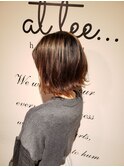 ぱつっとボブアレンジ×バレイヤージュカラー☆