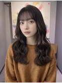 巻き髪風デジタルパーマくびれミディアムパーマコテ巻き風パーマ