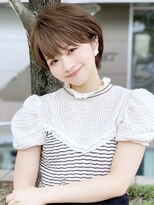 耳かけ/ショートボブ/フォギーベージュ/ウェーブパーマ【江角】