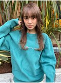 エアリーミディショートパーマひし形黒髪