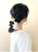 ミディアムポニーテールアレンジ　ヘアセット