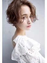 大人可愛い前髪なしショート×ミックスパーマ池袋