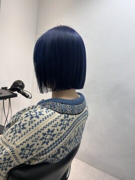 アソビ 表参道(ASOBI) パツっとボブ ブリーチダブルカラー 青髪