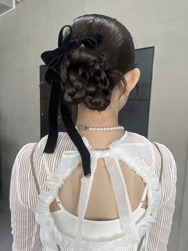 ヘアー アイス ルーチェ(HAIR ICI LUCE) ブリーチなしグレージュ秋カラーヘアセットサイドポニー/今枝
