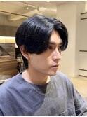メンズウルフカット/センターパートウルフカット/中性ウルフ/