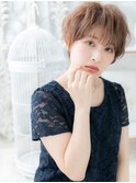 斜めバングで小顔くせ毛風ショートボブb越谷20代30代40代!
