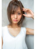大人かわいい小顔インナーボブ×オリーブカラー