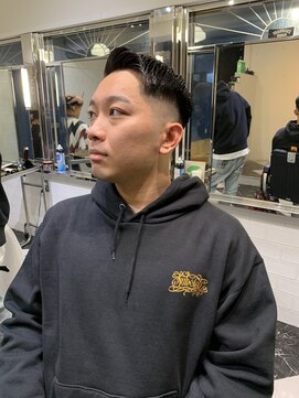 メリケンバーバーショップ フクオカ(MERICAN BARBERSHOP FUK) ハイライトマッシュパーマウルフアッシュブラック