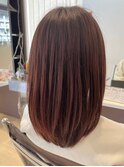 美髪ミディアム×ピンクブラウン