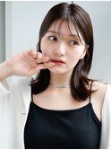 ◯流し前髪薄めカット鎖骨ミディアムボブパーマフェイスレイヤー