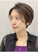 前下がりショート・ボブ/パーマ/前髪なし/30代/40代/50代/長め