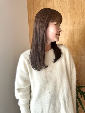 リノア 鵠沼海岸(LINOA) デザインカラー/レイヤーカット/ウェットヘア/オリーブベージュ