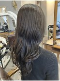 ロング 波巻き 透明感オリーブ