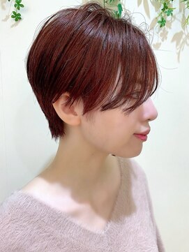 ヘアメイク アージュ 天神西通り店(HAIR MAKE age) レッドカラー マッシュショート ハンサムショート 30代