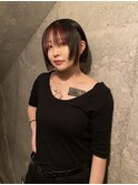 姫カットインナーチェリーブラウンイメチェンレイヤーカット