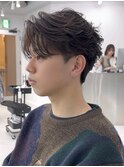 フェザーショートフェザーパーマセンターパートニュアンスパーマ