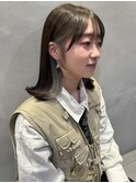 サイドバング 外ハネ インナーカラー ブルーグレージュ 【20代】