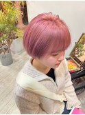 ブリーチダブルカラー＊ピンク＊ショートボブ＊10代20代