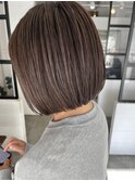シナモンベージュ3Dカラー×艶ボブ