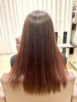 アクエアーフォンテ(aquair fonte) 大人ロングヘアハイライト暖色レッドピンク