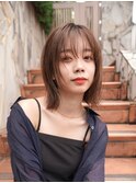 ミディアムレイヤーカットボブウルフ/10代20代/インナーカラー