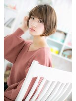 ミック ヘアアンドメイク アップ 駒込店(miq Hair&Make up)&nbsp;ナチュラルモードマロンベージュ前下がりボブc1