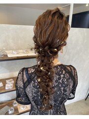 ロングヘア編み下ろし