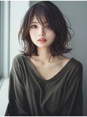 ☆オリーブグレーココアベージュ小顔クラゲヘアー/黒髪/髪質改善