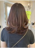 柔らかショコラひし形くびれ外ハネウルフミディアム30代40代髪型