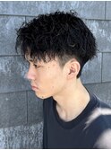 ソフトツイストパーマメンズカットパーマアップバンクショート