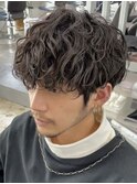 波巻きパーマメンズマッシュセンターパートツイストスパイラル