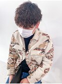 前下がりマッシュ波巻きスパイラルパーマメンズツーブロック横浜