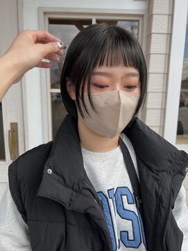 アンカーデイズ(Anchor Days) 顔まわりウルフボブ/アッシュブラック/ぱっつん前髪