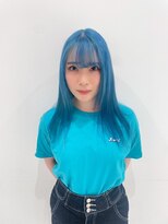 ハイブ 金沢(Hive)&nbsp;夏スタイルハイトーンターコイズカラー艶髪ストレート