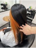 【インナーカラー】オレンジサイドインナー