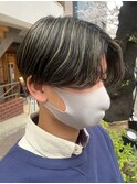 コントラストハイライト センターパート メンズミディアム