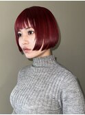 ハイトーンボブ/レッドカラー