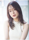 ロング美髪顔周りレイヤー韓国ヘアおくれ毛_F0602