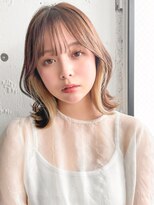 ホワイトグレージュ外ハネボブくびれヘア美髪前髪#407f0613