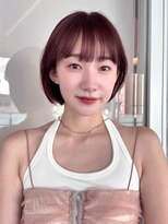 ガーデンヨコハマエスト(GARDEN YOKOHAMA est)&nbsp;ボブ 内巻き ワイドバング ピンクブラウン くびれヘア