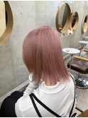 ピンクカラー　ピンクベージュ　ブリーチ　イメチェン