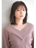 おとなミディアム　アッシュグレー　暗髪